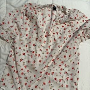 SHEIN Floral Blouse in Cream and Red